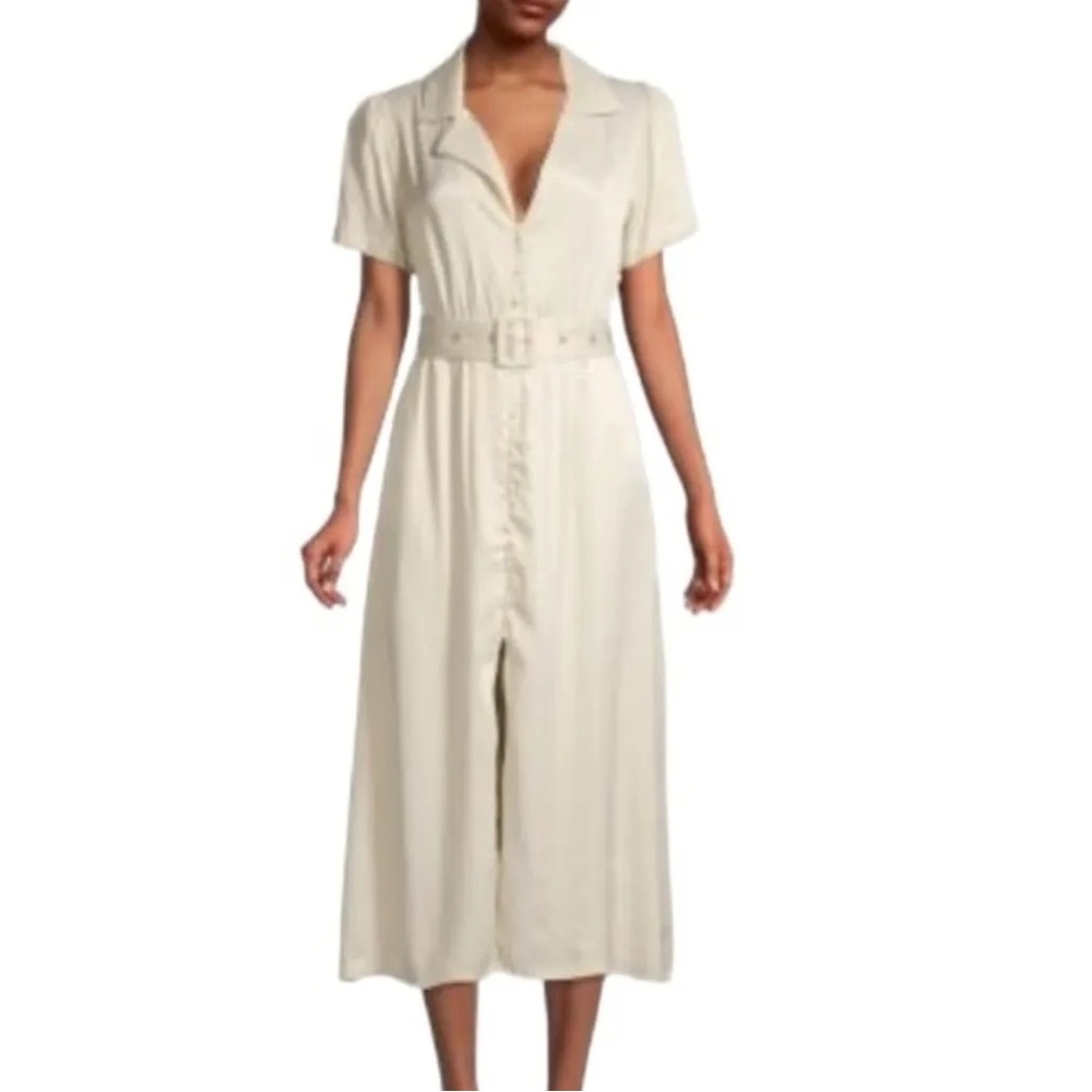 Weworewhat Camp Collar Satin Shirtdress cream | Size M